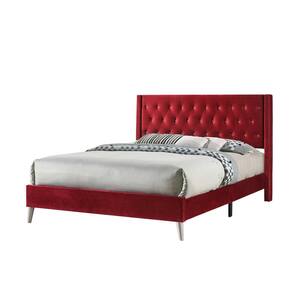 Acme Furniture Varian Burgundy and Mirrored Queen Bed 27370Q - The Home  Depot