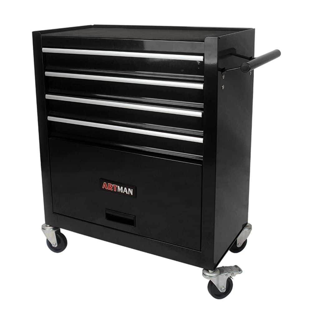 MYWISH Heavy Duty 24 in. W x 13 in. D 4-Drawer Black Steel Rolling Tool Cabinet (SF-GWB0023)