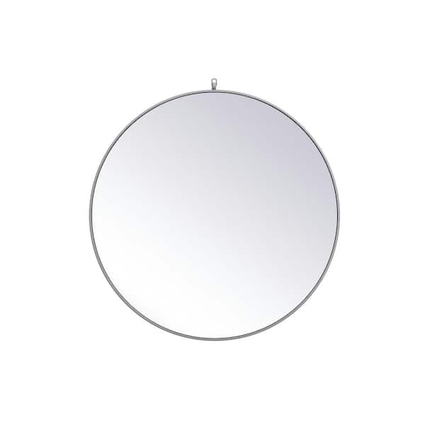 Unbranded Timeless Home 39 in. W x 39 in. H x Midcentury Modern Metal Framed Round Grey Mirror