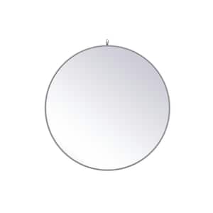 Medium Round Grey Modern Mirror (39 in. H x 39 in. W)