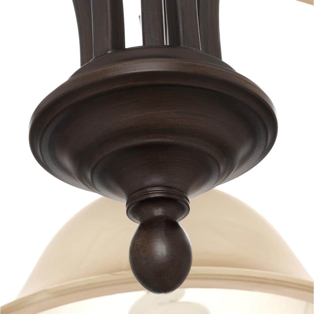 Elegant Lancaster 28" Rubbed Bronze Chandelier with Antique Marbled Glass