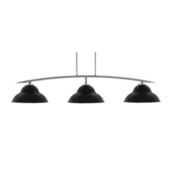 Unbranded Siena 3-Light Graphite Billiard-Light with Matte Black Metal Shades