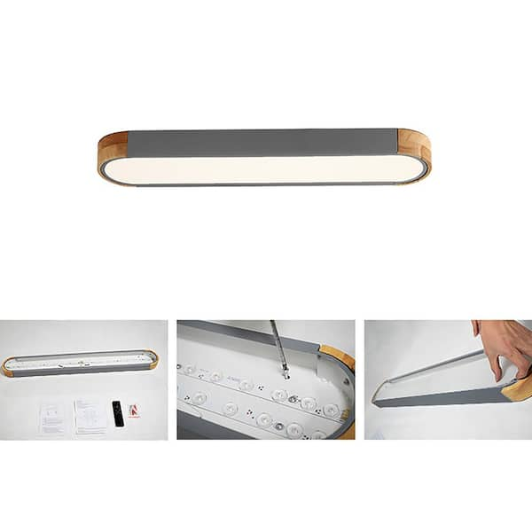 HUOKU Lumin 38 in. 1-Light Gray Integrated LED Flush Mount Minimalist Long  Oval Ceiling Light PD1046031 - The Home Depot