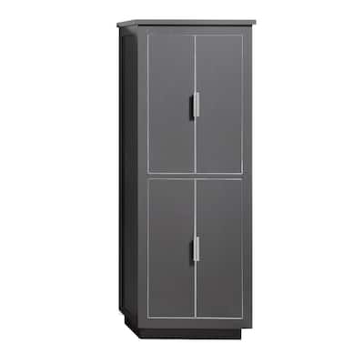 Allie 24 in. W x 16 in. D x 65 in. H Floor Cabinet in. Twilight Gray Finish with Silver Trim