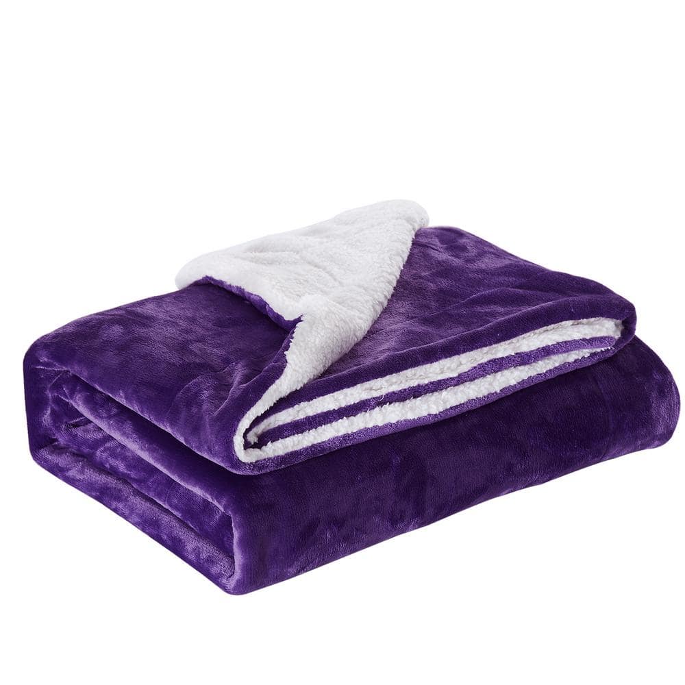 JML Purple Microfiber Twin Sherpa Blanket Sherpa-Purple-T - The Home Depot