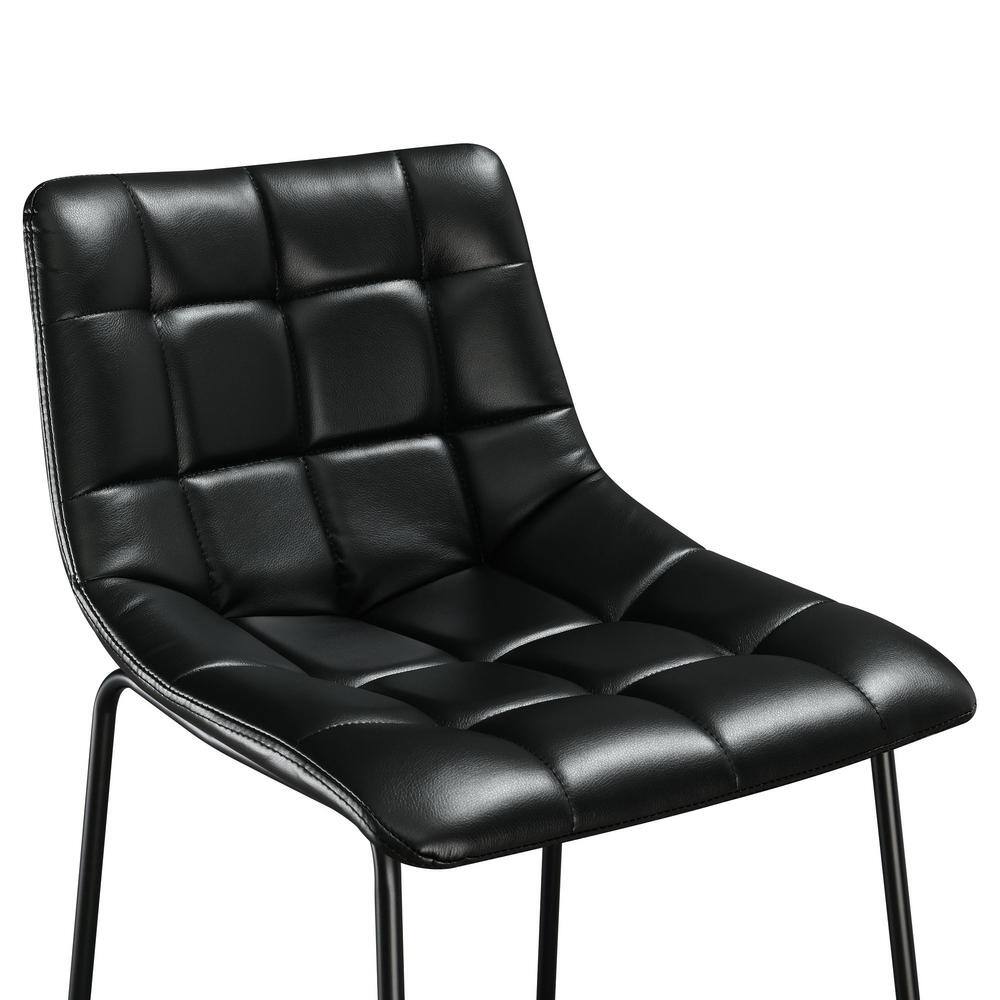 Rustic Industrial Black Metal Bar Stool with Faux Leather