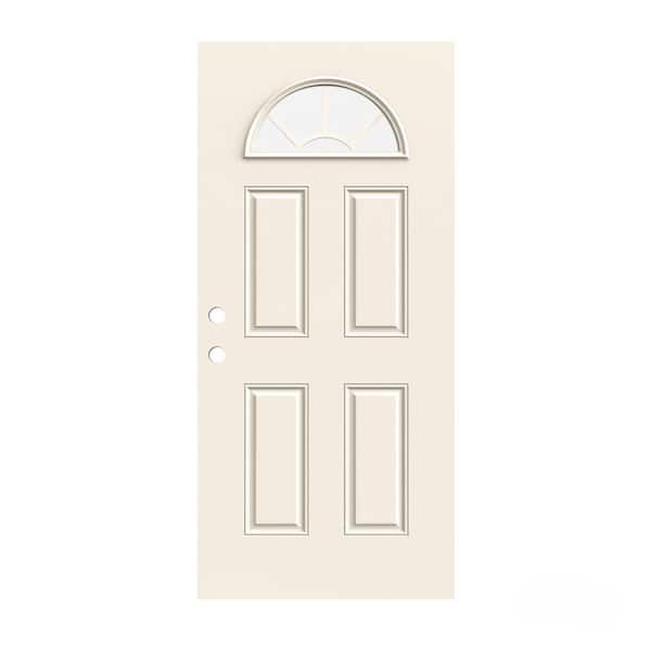 JELD-WEN 34 in. x 79 in. Fan Lite Primed Steel Front Door Slab