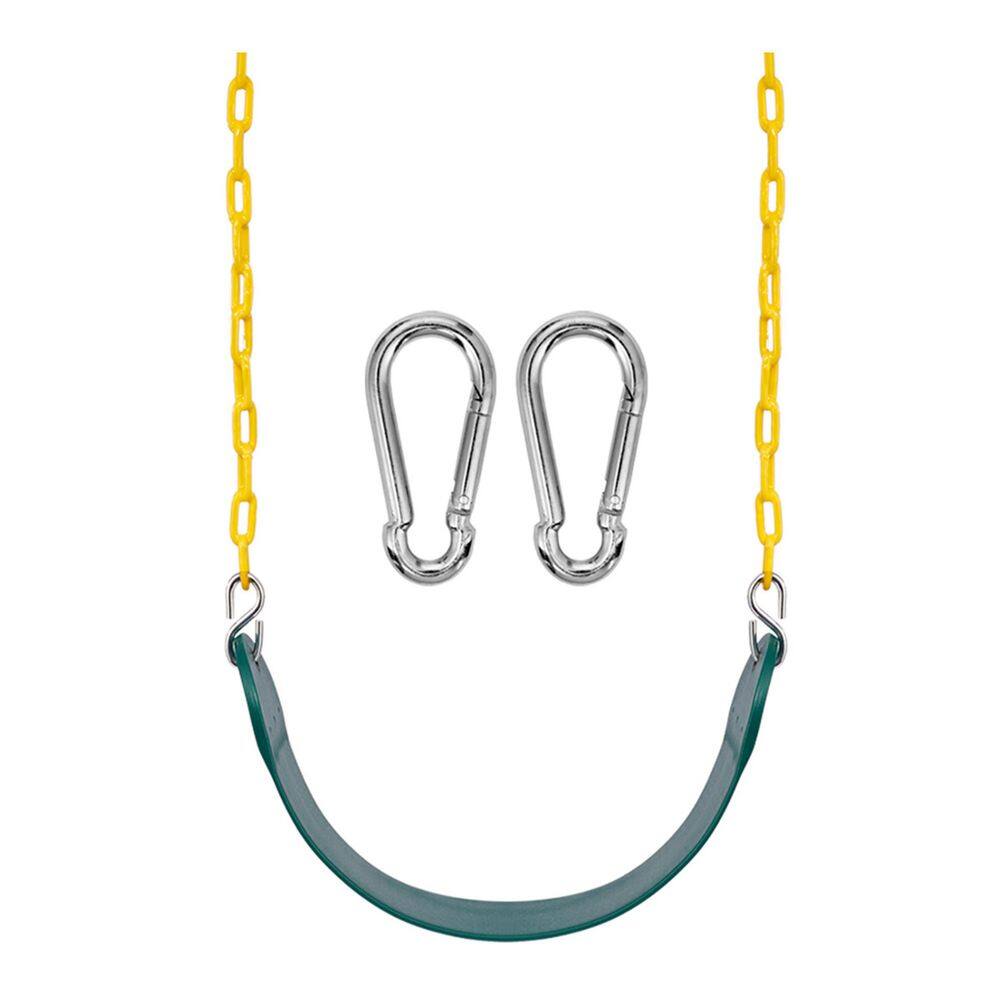 Green Belt Swing with Chain, Heavy Duty Swing Seat, 68inch Rust-Resistant Chain, Playground Swing Set, Supports 220lb price history on PriceWatchPro