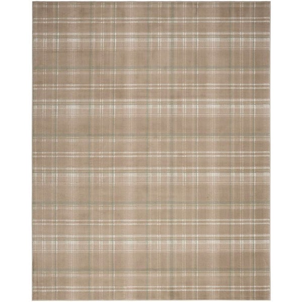 Nourison Grafix Taupe 9 ft. x 12 ft. Plaid Contemporary Area Rug