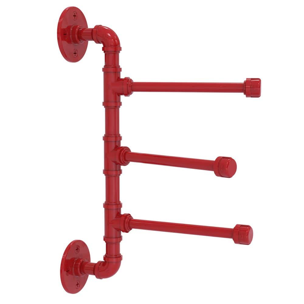 Fire Engine Red Industrial Swing Arm Wall Mounted Towel Bar