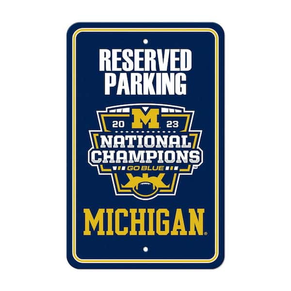 FANMATS Michigan 2023-24 National Champions Blue Parking Sign - 1.5 ft. X 1 ft.