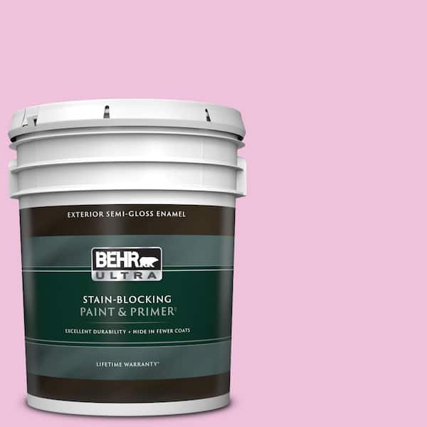 BEHR ULTRA 5 gal. #P120-1 Starlet Pink Semi-Gloss Enamel Exterior Paint & Primer