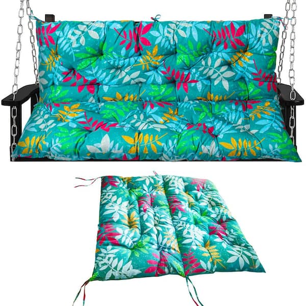 YLLN 47 x 40 in 2-3 Seater Replacement Outdoor Swing Cushions with Back Support, Waterproof Bench Cushion (Flower color)
