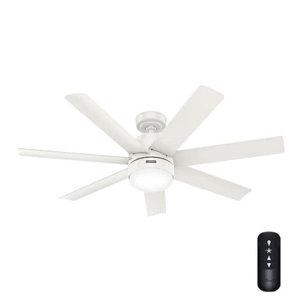 Hunter Brazos 52 in. Indoor/Outdoor Fresh White Standard Ceiling Fan with LED Bulbs and Remote Included