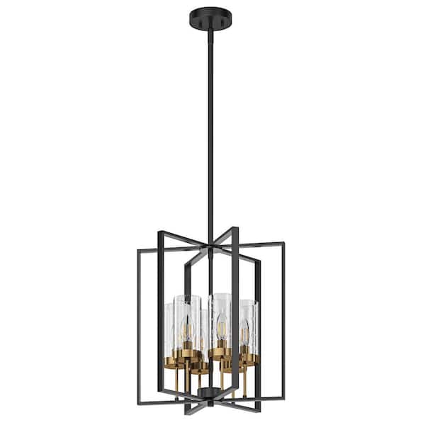 aiwen 17.7 in. 6-Light Modern Cage Chandelier Industrial Square Ceiling Hanging Lantern Hanging Light