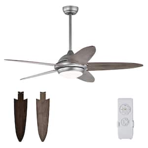52 in. LED Silver Ceiling Fan with Remote Control 1-Hour/2-Hour/4-Hour/8-Hour Timer and 3 Fan Speeds