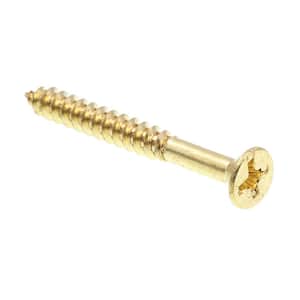 #8 x 1-1/2 in. Solid Brass Phillips Drive Flat Head Wood Screws (25-Pack)