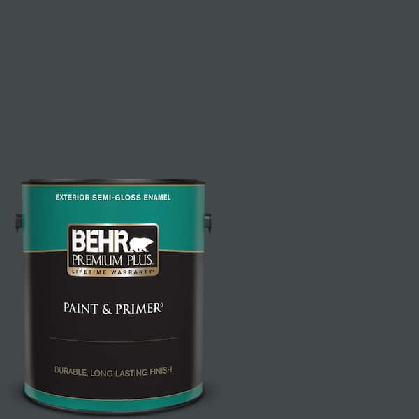 BEHR PREMIUM PLUS 1 gal. #PPU24-23 Little Black Dress Semi-Gloss Enamel Exterior Paint & Primer