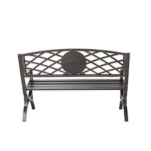 44 in. Metal Outdoor Thoughts and Hearts Garden Bench