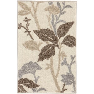 Blooming Flowers Ivory 3 ft. x 5 ft. Area Rug