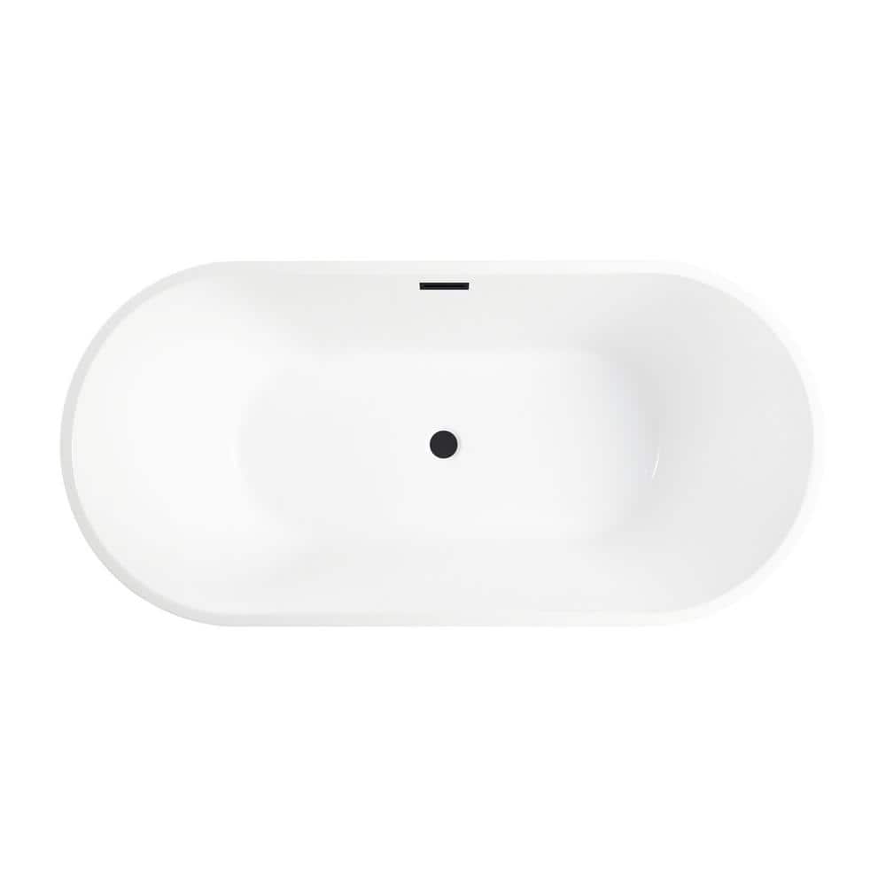 67" White Freestanding Acrylic Soaking Bathtub