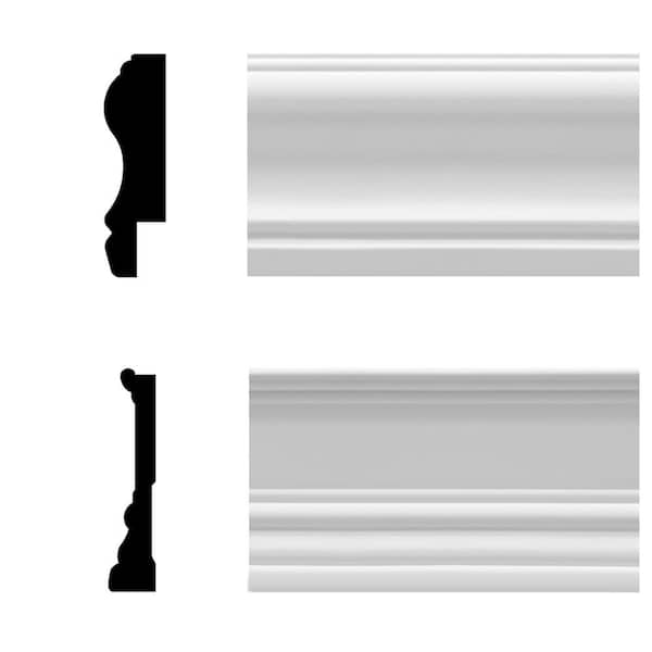 8 lin. ft. White Vinyl Wainscot Interior/Exterior Chair Rail and Base Kit