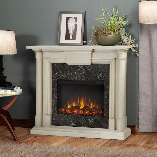 Real Flame Maxwell 48 in. Electric Fireplace in Whitewash