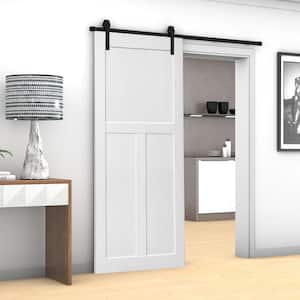 32 in. x 84 in. White Primed "T" Style Solid Core Wood Interior Slab Door, MDF, Barn Door Slab
