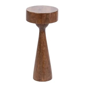 Solbrett 9.50 in. Walnut Brown Round Solid Wood End Table