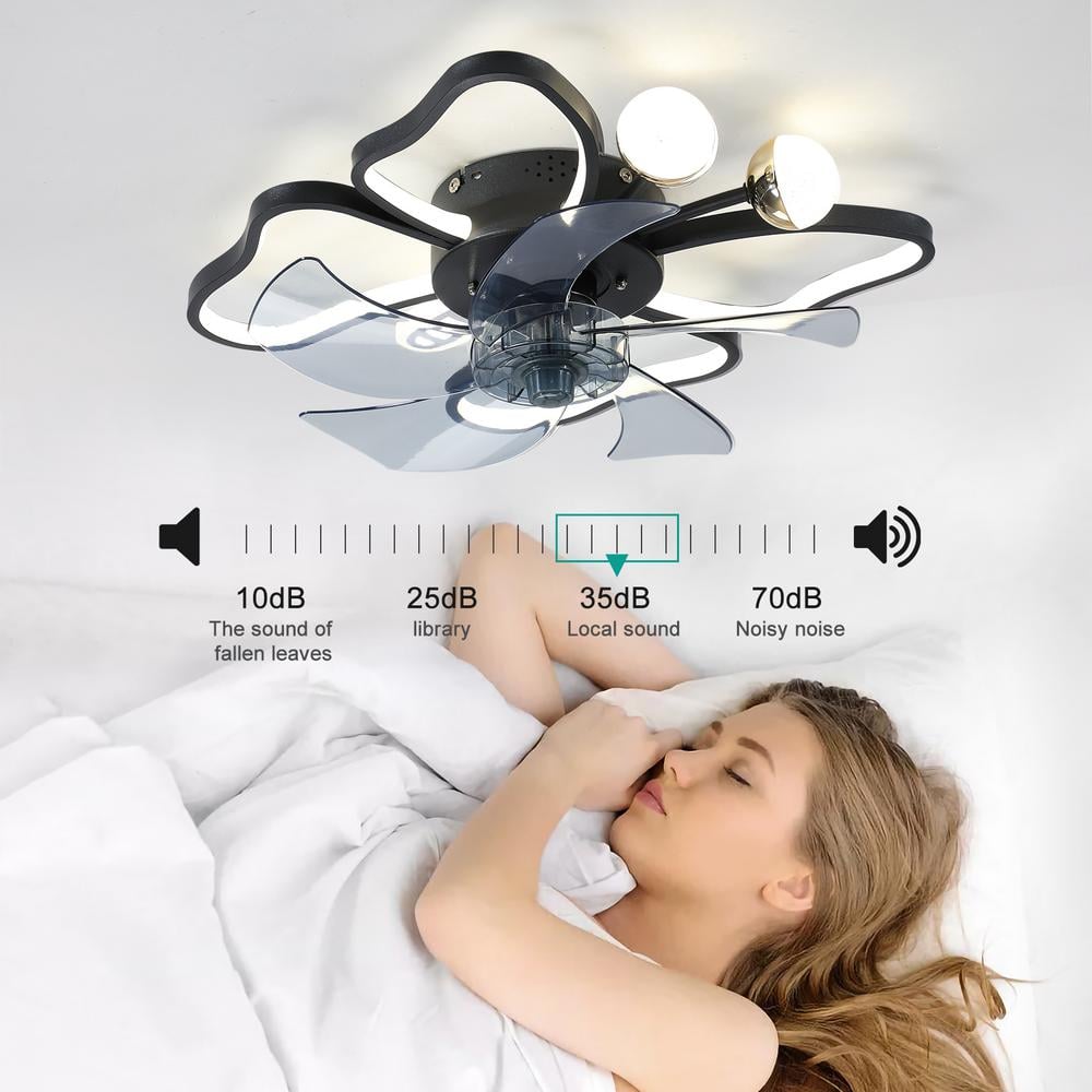 Black Butterfly Shape Flush Mount Ceiling Fan with LED Lights and Remote