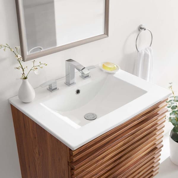 MODWAY Cayman 24 in. Top-Mount Bathroom Sink in White