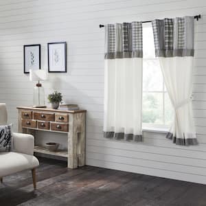 Sawyer Mill Black 36 in W x 63 in L Attached Valance Light Filtering Rod Pocket Window Panel Black White Pair
