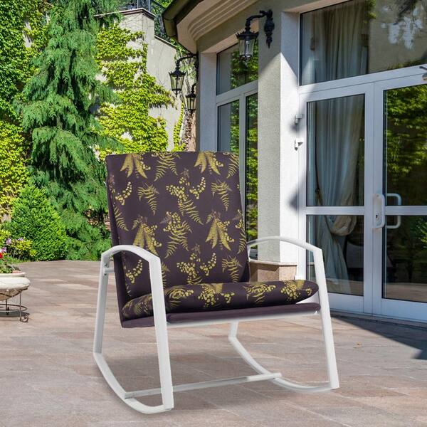 white metal outdoor chairs with cushions