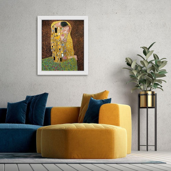 The Kiss Gustav Klimt Hand-painted Oil Painting,art Nouveau Style,couple  Embracing on Flowery Meadow,living Room Large Wall Art in Stock 