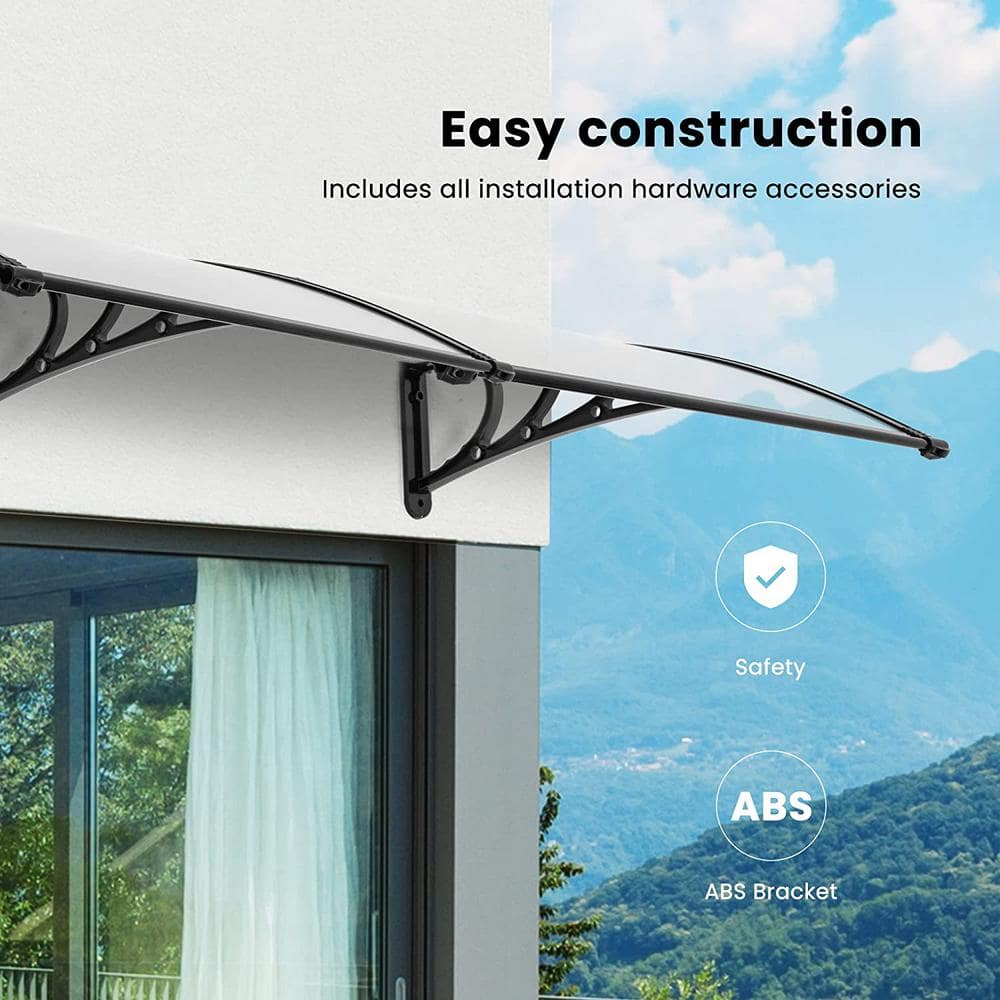 Modern Black and Clear Aluminum Plastic Retractable Awning