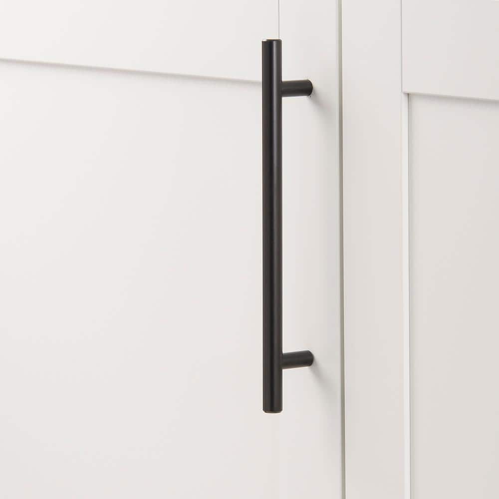 Matte Black Steel Bar Pull Cabinet Handles with Mounting Hardware