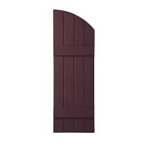 15 in. x 41 in. Polypropylene Plastic 4-Board Closed Arch Top Board and Batten Shutters Pair in Vineyard Red