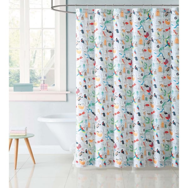 My World Kids 72 in. Animal Multi Alphabet Shower Curtain