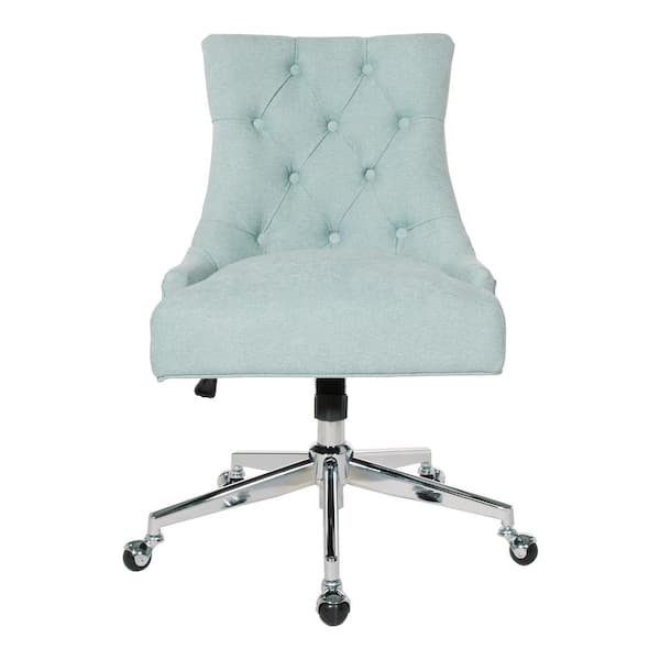 OSP Home Furnishings Tufted Office Chair in Mint with Chrome Base
