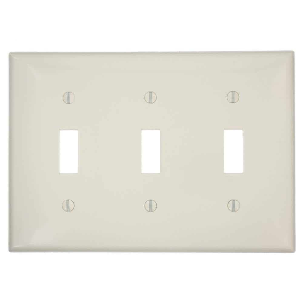 Leviton 3-Gang Light Almond Toggle Nylon Standard Wall Plate (1-Pack) 80711-T