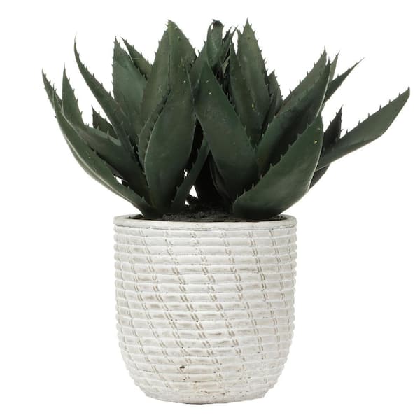 Vickerman 14 in Artificial Green Succulent in Concrete Gray Pot.