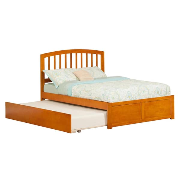 AFI Richmond Caramel Full Platform Bed with Flat Panel Foot Board and Twin Size Urban Trundle Bed