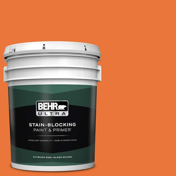 BEHR ULTRA 5 gal. Home Decorators Collection #HDC-MD-27 Tart Orange Semi-Gloss Enamel Exterior Paint & Primer