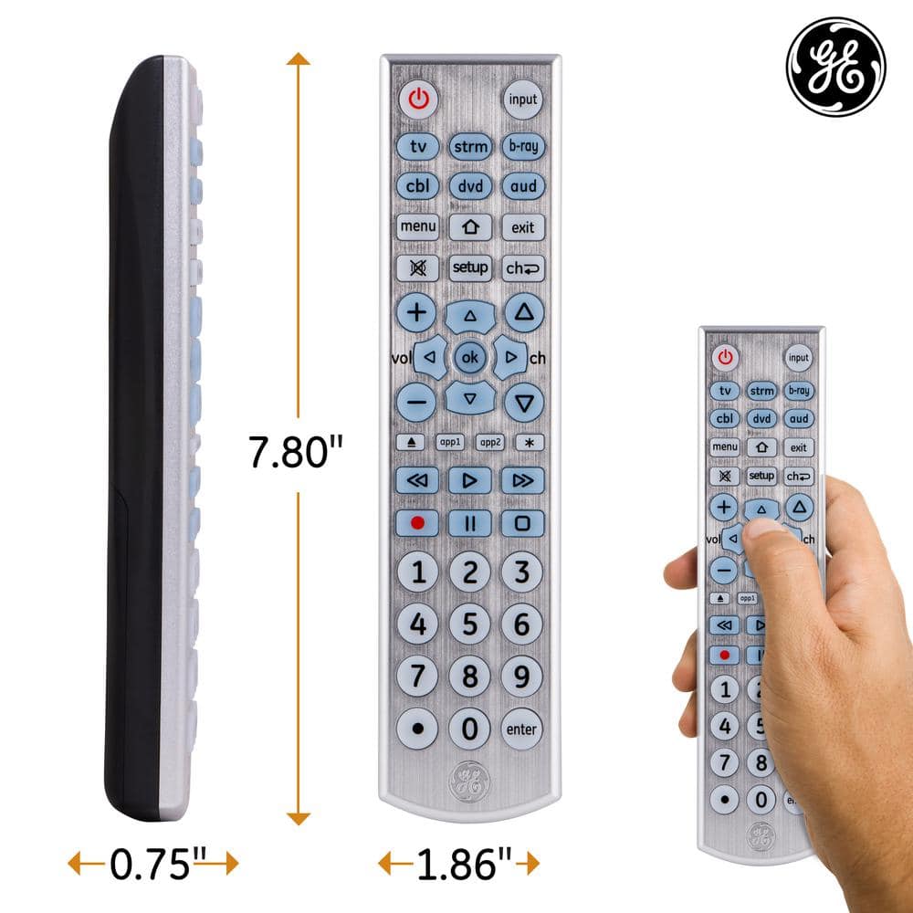 Silver 6-Device Backlit Universal TV Remote Control