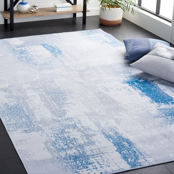 Tacoma Gray/Blue 4 ft. x 6 ft. Machine Washable Gradient Abstract Area Rug
