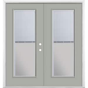 72 in. x 80 in. Silver Cloud Steel Prehung Left-Hand Inswing Mini Blind Patio Door with Brickmold