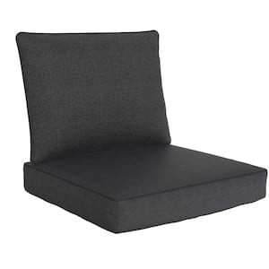 22.5 in. x 24.5 in. 19 in. x 22.5 in.2-Piece Deep Seat Rectangle Outdoor Lounge Chair Cushion Throw Pillow Set Dark Gray