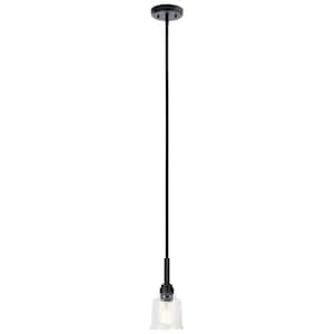 Aivian 5 in. 1-Light Black Vintage Industrial Standard Kitchen Mini Pendant Hanging Light with Clear Glass
