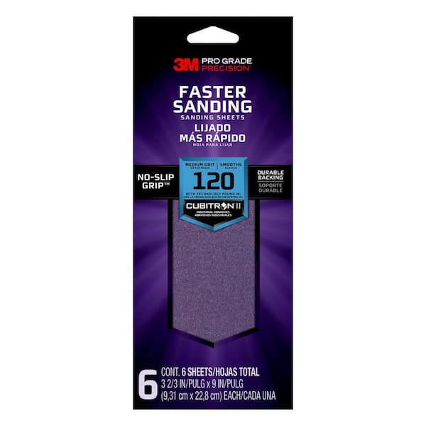 3M Pro Grade Precision 3-2/3 in. x 9 in. 120 Grit Medium Advanced Sanding Sheets (6-Pack)