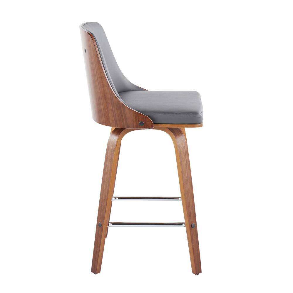 Gianna Gray and Walnut Swivel Counter Stools Set
